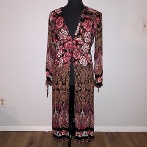Angie button front kimono with floral print